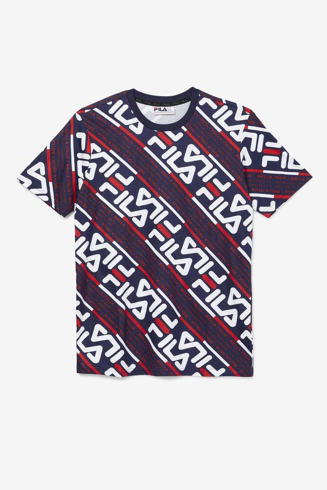 Fila Calvin T-Shirt Navy/White/Red - Mens - 12490DRIC